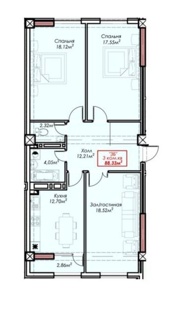 Продажа домов: 3 комнаты, 88 м², Элитка, 14 этаж, ПСО (под самоотделку)