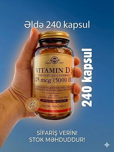 vitera d3 qiyməti: Yeni Solgar Vitamin D3 – 5000 IU (125 mcg) - qida əlavəsi 240 kapsul — 1