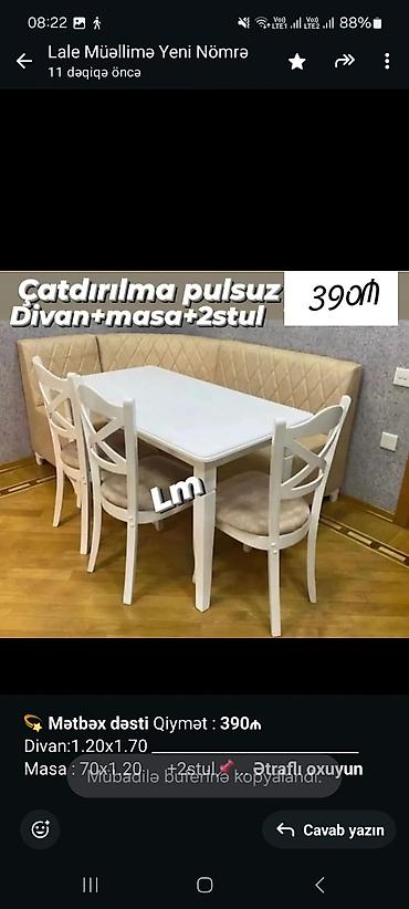 metbex divanlari: 💫 *Mətbəx dəsti* Qiymət : *390₼* Divan:1.20x1.70 — 7