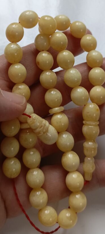 Təsbehlər: Süd rəngli kəhrəba muncuqlardan hazırlanmış təsbeh 100% təbii,bütöv — 7