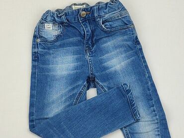 spodenki jeans wysoki stan: Spodnie jeansowe, Reserved, 4-5 lat, 104/110, stan - Dobry