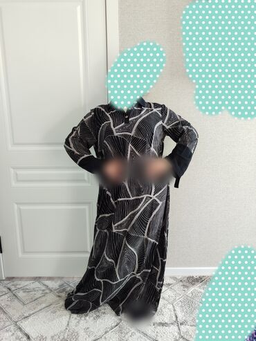 чёрное платье размер 50 52: Повседневное платье, Лето, Длинная модель
