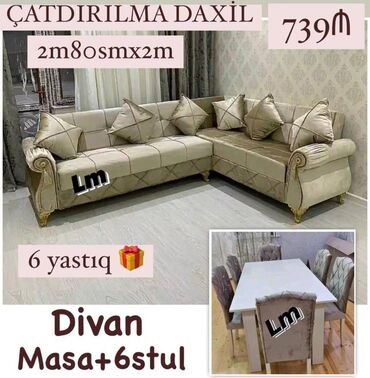 Masa və oturacaq dəstləri: Elani Screen Edib Watcapa Gonderin !! Divan+ Masa dəsti Sifarişlə