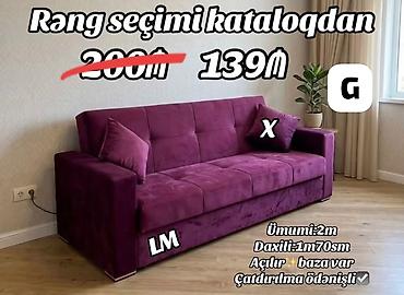 - Yumşaq məxməri parça ilə hazırlanmış 3 nəfərlik divan - Rəng seçimi