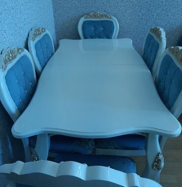 işlənmiş stol stullar: Qonaq otağı üçün, İşlənmiş, Açılan, Dördbucaq masa, 6 stul, Türkiyə