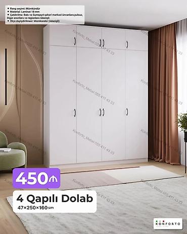 Mebel: 4 qapılı dolab — 47×250×160 sm - Rəng seçimi: mümkündür - Material — 1