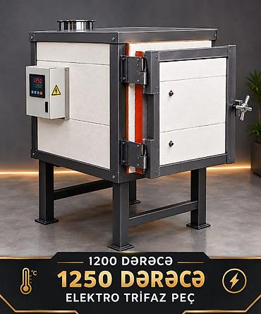 Elektrik sobalar: 🔥 1250°C Elektro Trifaz Peç 1200–1300°C-ə qədər qızdırır. Seramik — 1