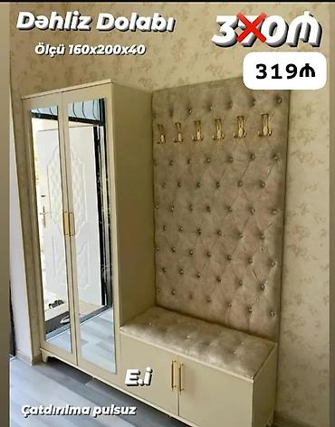 2 ci el dolab: Dəhliz dolabı – ölçü 160×200×40 sm. - Geniş şkaf bölməsi güzgülü — 1
