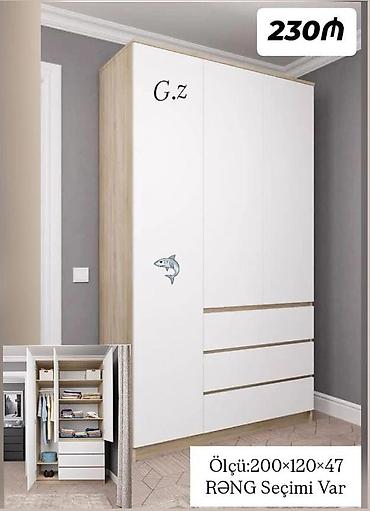 uşaq şkaf: Ağıllı saxlama həlli – 3 qapılı paltar dolabı - Ölçü: 200 × 120 × 47 — 1