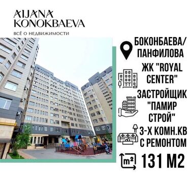 Aijana Konokbaeva Group: 3 бөлмө, 131 кв. м, Элитка, 9 кабат, Евроремонт