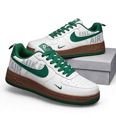 nike air force 1: Nike Air Force 1 patike – bela/zelena kombinacija sa braon međuđonom — 1