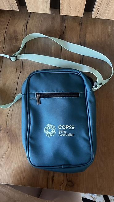 COP29 Baku Azerbaijan temalı çiyin çantası - Rəng: dəniz mavisi