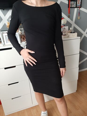 haljina crtez: S (EU 36), M (EU 38), color - Black, Cocktail, Long sleeves