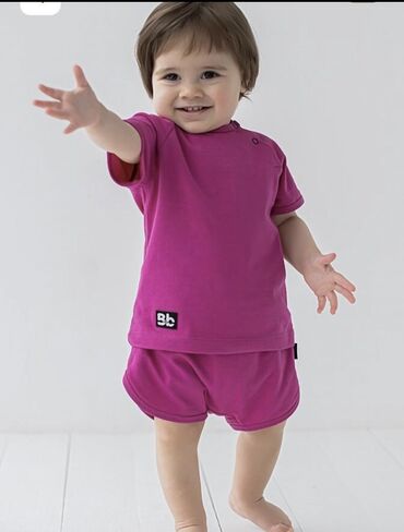 детский футболка: Комплект, цвет - Розовый, Б/у