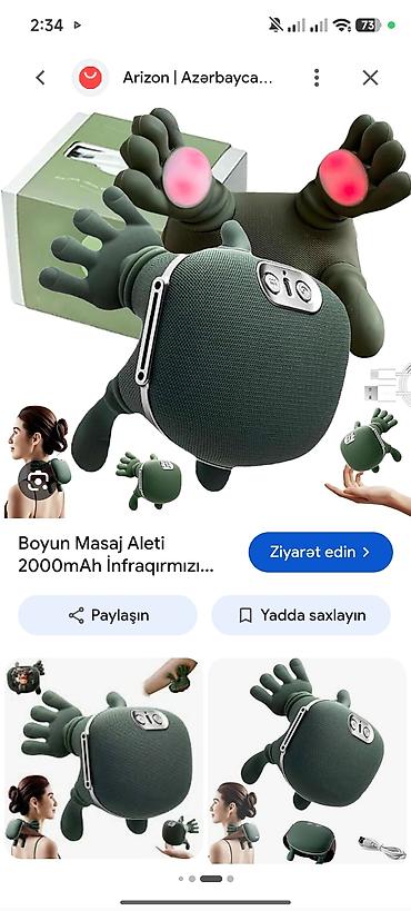 çiyin çantaları: Boyun masaj aparatı – 2000 mAh akkumulyatorlu, infraqırmızı isitməli — 1