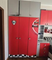 раскладной шкаф с тканевым покрытием: Балдар гарнитурасы, Балдар үчүн, ДСП, түсү - Кызыл