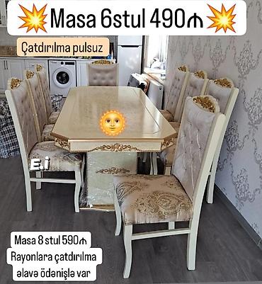 metbex kunc divan: Qonaq otağı üçün, Yeni, Açılmayan, Dördbucaq masa, 6 stul — 1