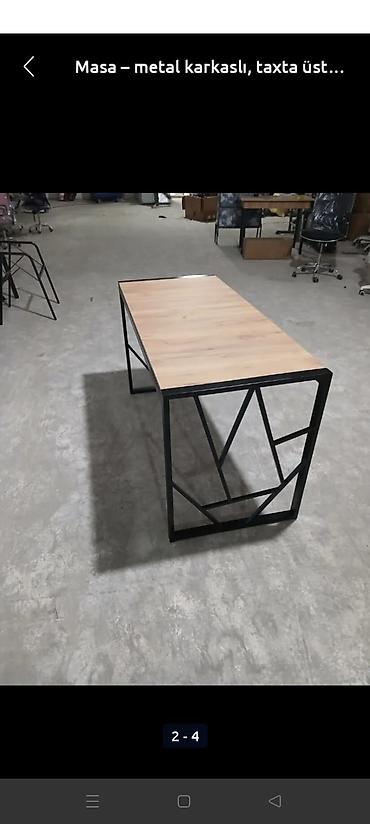 komputer stulu: Metal karkaslı masa – taxta üstlü - Dizayn: Minimal və loft — 3