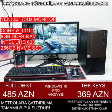 Masaüstü kompüterlər və iş stansiyaları: Masaüstü Kompüter "DDR4 B460 1200 Lenovo Core i3 10100” ⭐Tək Sistem — 1