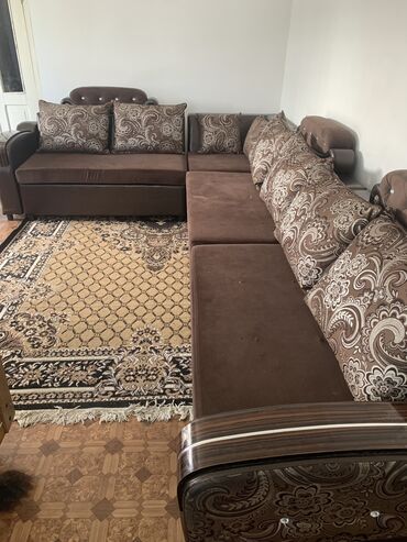корпусной мебель: Угловой диван, цвет - Коричневый, Б/у