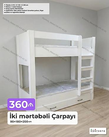 İki mərtəbəli çarpayı – 90×180×200 sm Xüsusiyyətlər: - Ölçülər: D 90