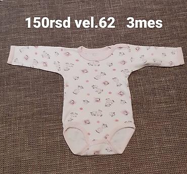tri četvrt pantalone: Bebi bodi sa dugim rukavima, veličina 62 (za oko 3 meseca) — 1