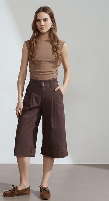 beli: Qadınlar üçün qısa, geniş kəsimli şalvar - Model: culotte kəsim — 1