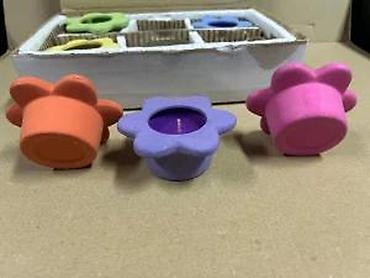 Sveće i svećnjaci: Set od 6 sveća u obliku cveta - Šareni set dekorativnih sveća u — 9