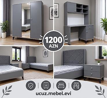 Gənc otağı mebel dəsti – modern boz dizayn Dəst tərkibi: - 3 qapılı