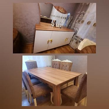 Qonaq otağı üçün, İşlənmiş, Dördbucaq masa, 6 stul