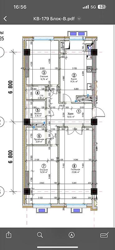 12: 3 комнаты, 93 м², 6 мкр Элитка, 12 этаж, ПСО (под самоотделку) — 7