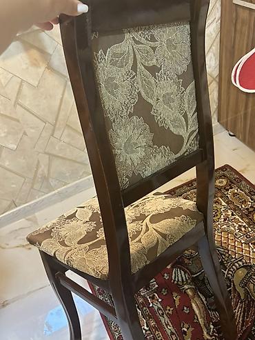 perde yuma: Yumuşaq oturacaqlı klassik taxta stul - Material: tünd qəhvəyi rəngli — 2