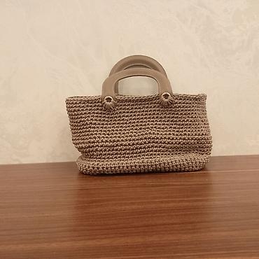 Çantalar: Tok rəngdə əl işi toxunma qadın çantası. - Material: qalın, möhkəm — 3