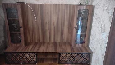 salon ucun skaf: Qonaq otağı üçün mebel dəsti – TV stendi və vitrin - Material: ağac — 1