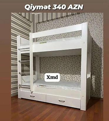alt ust kravatlar: İki mərtəbəli ağ çarpayı - Material: ağ rəngli taxta konstruksiya — 1