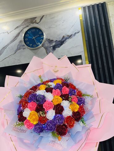 цветовая лента: Вечные розы из лент 🌹 51 Роза 🌹 Высота 45-50 см Данный букет в