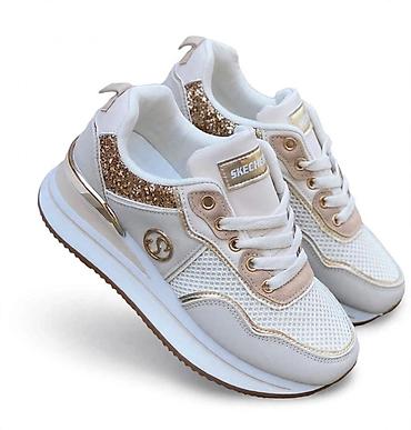 adidas campus 44: Skechers ženske patike – bele sa zlatnim detaljima - Model: niske — 1