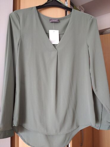 bluza s: C&A, S (EU 36), Poliester, Jednobojni, bоја - Maslinasto zelena