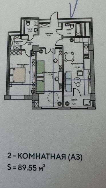 сдается 2 комнатная квартира в джале: 2 комнаты, 90 м², Элитка, 6 этаж, ПСО (под самоотделку)