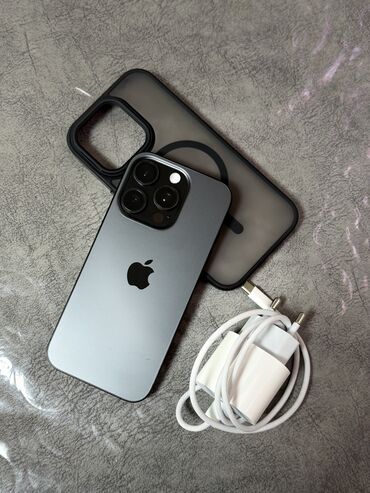 Apple iPhone: IPhone 16 Pro, Б/у, 256 ГБ, Black Titanium, Зарядное устройство, Чехол, Защитное стекло, 88 % — 1