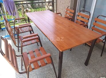 Bağ, çöl masa və oturacaq dəstləri: Bag heyet stol stlu cixdi satiwa toz boya ile kiraskalanir 4 neferik — 12