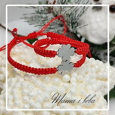 ogrlice prodaja: Set narukvica “Mama i beba” – crveni konac sa čeličnim priveskom - — 3