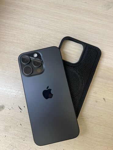 Apple iPhone: IPhone 15 Pro Max, Б/у, 256 ГБ, Black Titanium, Защитное стекло, Чехол, Коробка, 86 %