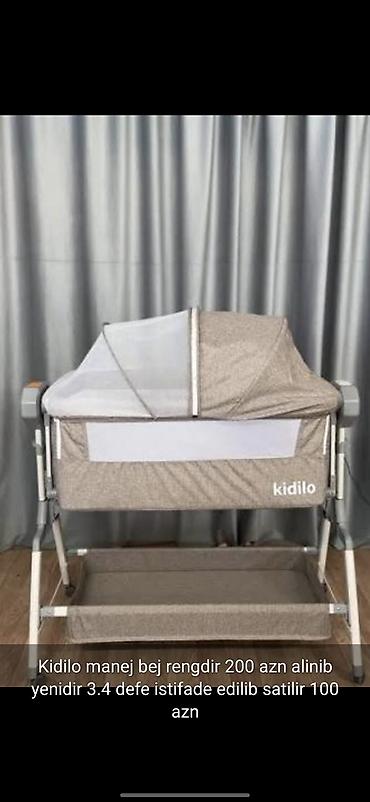 Beşiklər: Kidilo brendi, bej rəngli uşaq beşiyi/manej. - Yanı açılan beşik kimi — 1