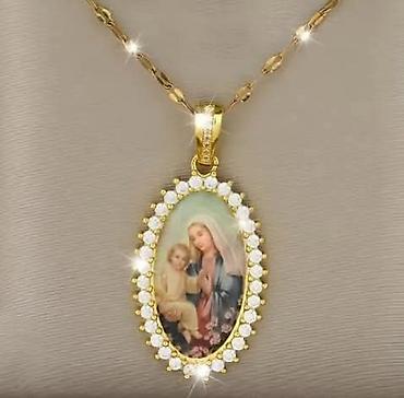 mts satic smartic za decu: Zlatna ogrlica sa medaljonom – religiozni motiv - Dizajn: elegantan — 4