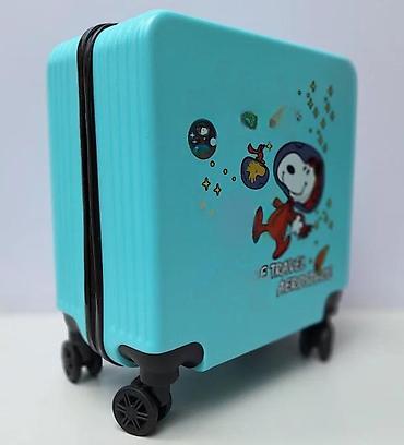 Rančevi, torbe i koferi: Dečiji tvrdi kofer na točkiće – tirkizni, sa Snoopy (svemirska) — 11