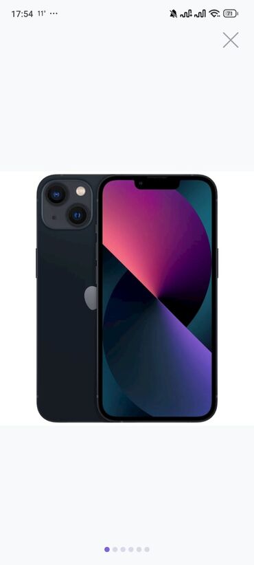 Apple iPhone: IPhone 13, 128 GB, Midnight, Barmaq izi, Face ID