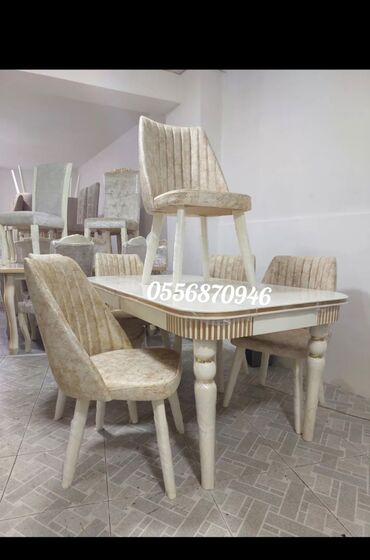 Sifarişlə masa və oturacaq dəstləri: Dördbucaq masa, Qonaq otağı üçün, 6 nəfər, Açılmayan, Azərbaycan, Zəmanətli — 15