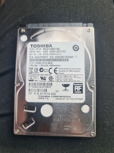 Sərt disklər (HDD): Daxili Sərt disk (HDD) Toshiba, 1 TB, 2.5", İşlənmiş