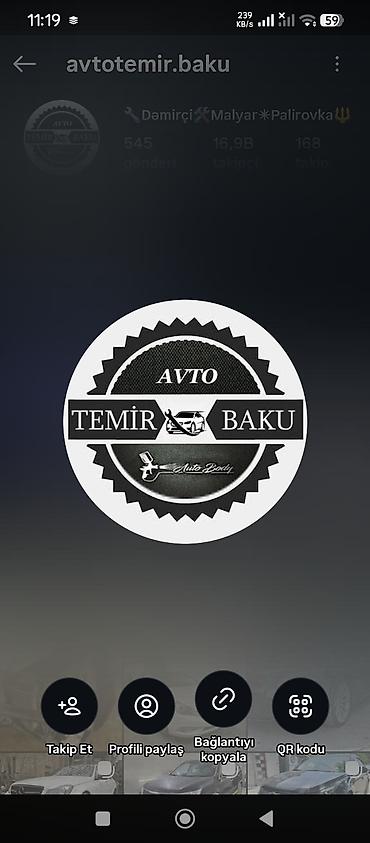 ремонт автомобиля: Qəzalı afdomobillərin təmiri, Dəmirçi və Rəngsaz işlərinin görülməsi — 1